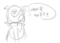 Art by Wybie of Action Replay responding to OSHA Dog's questions of whether they are cheating at sports.
