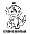 Art by Wybie of V demonstrating the exploding Bulbasaur glitch.