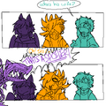 Spark getting yelled at by Planos for leaking spoilers, by Leos.