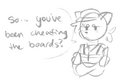 Art by Wybie of OSHA Dog questioning Action Replay on their tournament legitimacy.
