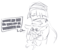 Art by Wybie of Leadboy holding back Fuzzy Peachu.