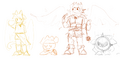 Art by Wybie of half of the Gaiden 3 participants, including i, Catbird, Emote Wrangler, and Copper.