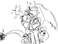 Art by Wybie of V and ver several glitch Pokémon.