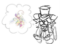 Art by Wybie of Rat God thinking about the dog tar incident.